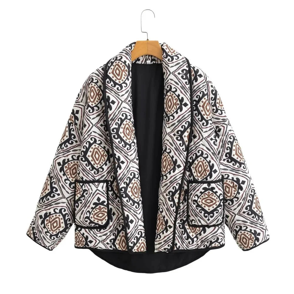 Drune | Druck Steppjacke - Lockerer Schnitt - Ausdrucksstarke Oberbekleidung - Künstlerisches Layering
