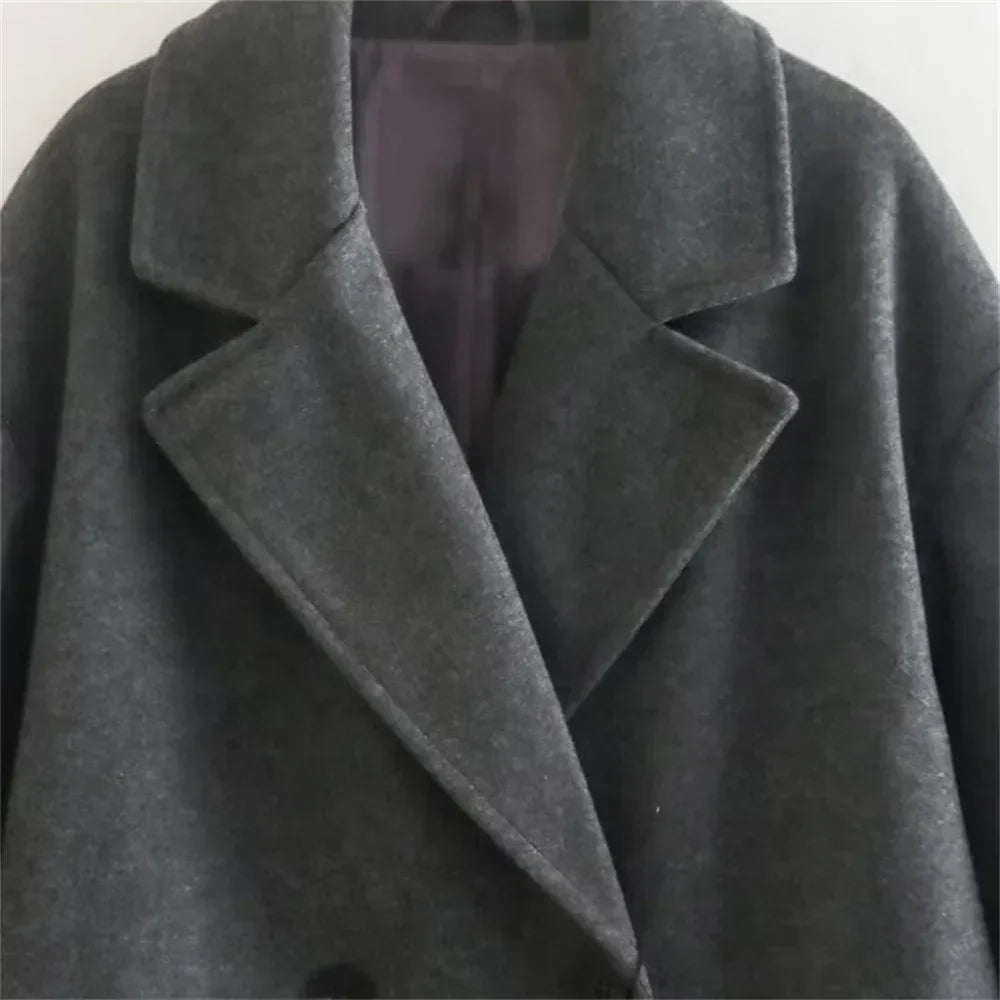 Drune | Gebrüstete Übergroße Wolljacke - Zeitloser Stil - Warm und Schick