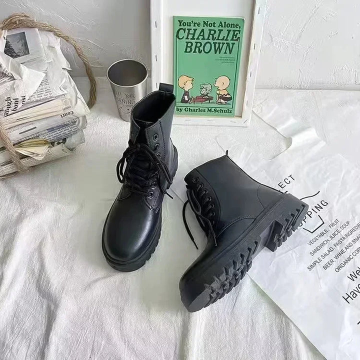 Drune - Warme Plateau-Schnürstiefel für Damen