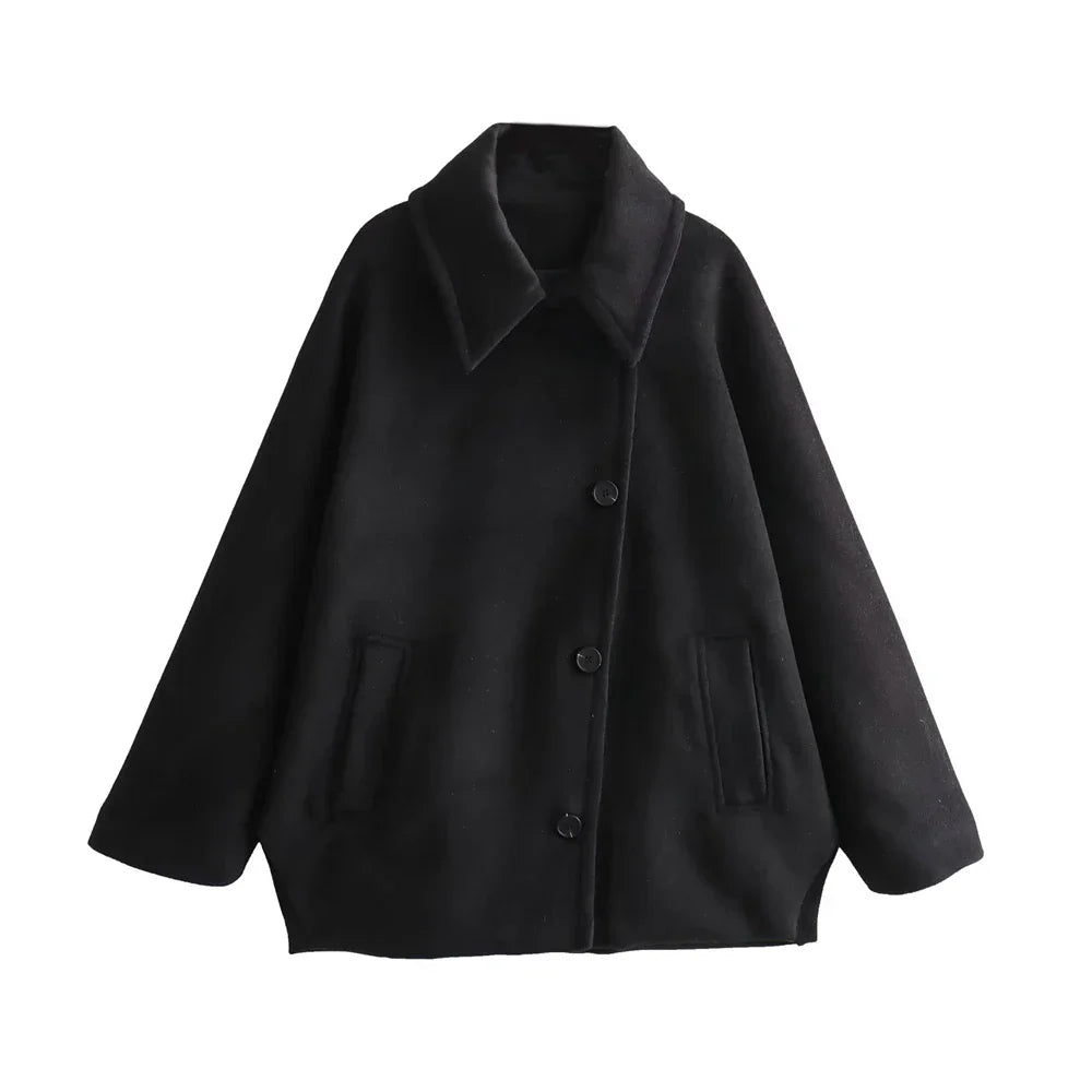 Drune | Elegantes Damen-Cape mit Knöpfen und Wollmischung