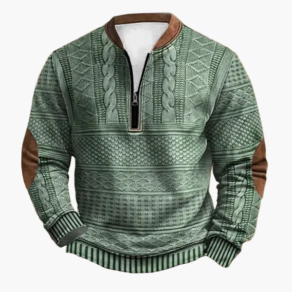 Drune | Strickpullover mit Zopfmuster und Viertelreißverschluss - Modischer Freizeitpullover für Herbst und Winter