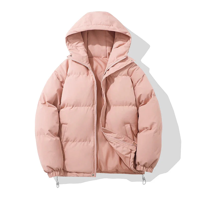 Drune | Jacke Damen Hoher Kragen Kapuzen Reißverschluss Design Baumwollgefütterte Jacke