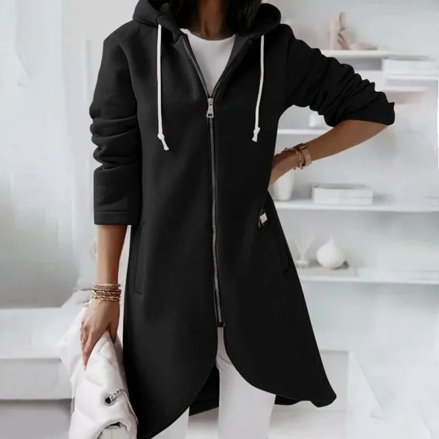 Drune | Hooded cardigan with curved hem