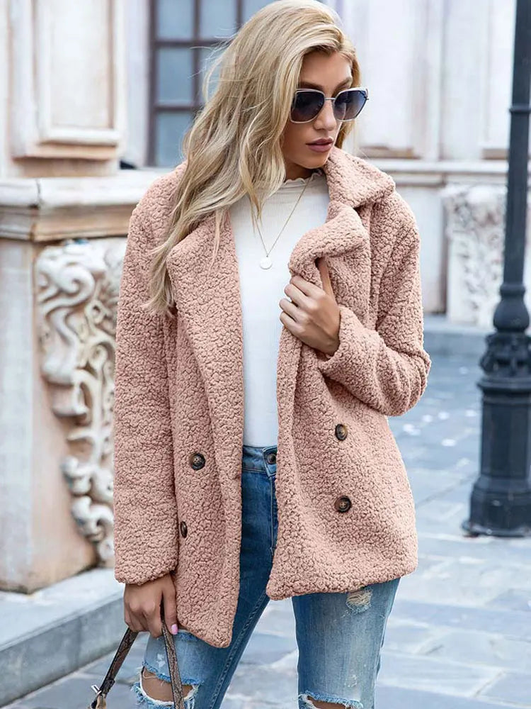 Drune | Warmer Teddy-Mantel Damen