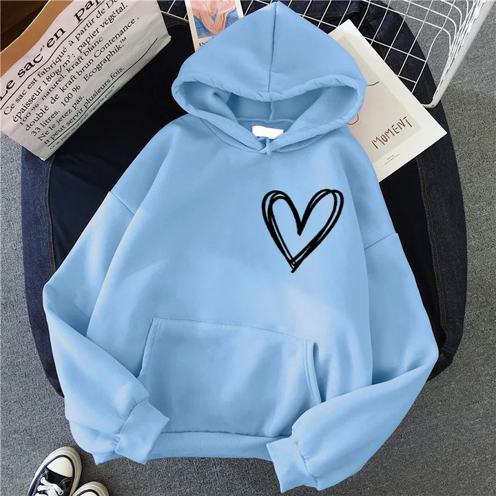 Drune | Hoodie mit Herzprint Polyester Komfortabel und Trendy