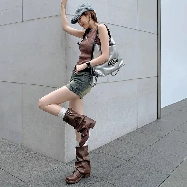 Drune | Falten Mid-Calf Stiefel