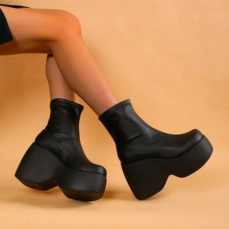 Drune | Gothic Chunky Platform Stiefeletten mit Reißverschluss