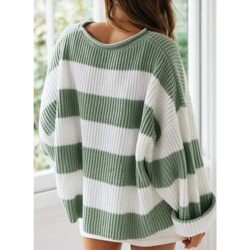 Drune | Sweater - Oversized Gestreifter Strickpullover