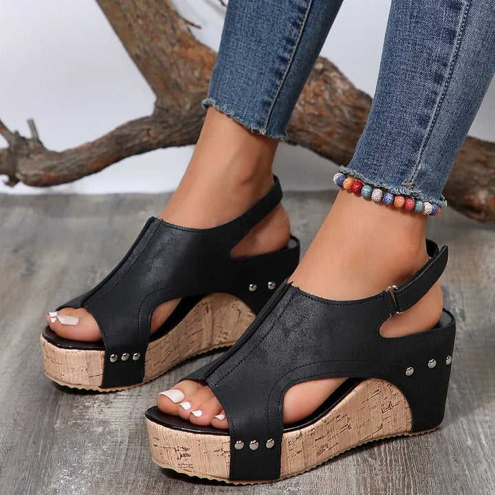 Drune | Orthopädische Keil-Sandalen mit offener Spitze