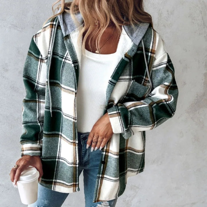 Drune | Gestreifte Kapuzenstrickjacke