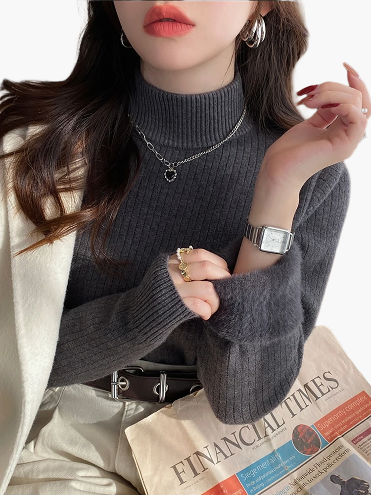Drune | Rollkragenpullover Basic Strick Langarm für Alltag und Büro