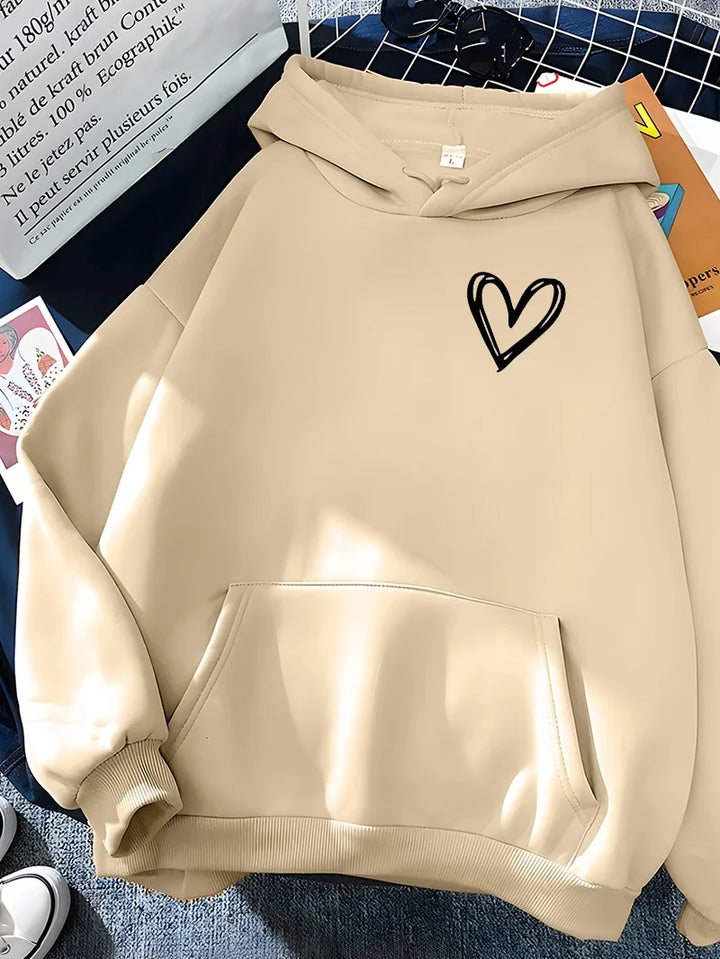 Drune | Hoodie mit Herzprint Polyester Komfortabel und Trendy