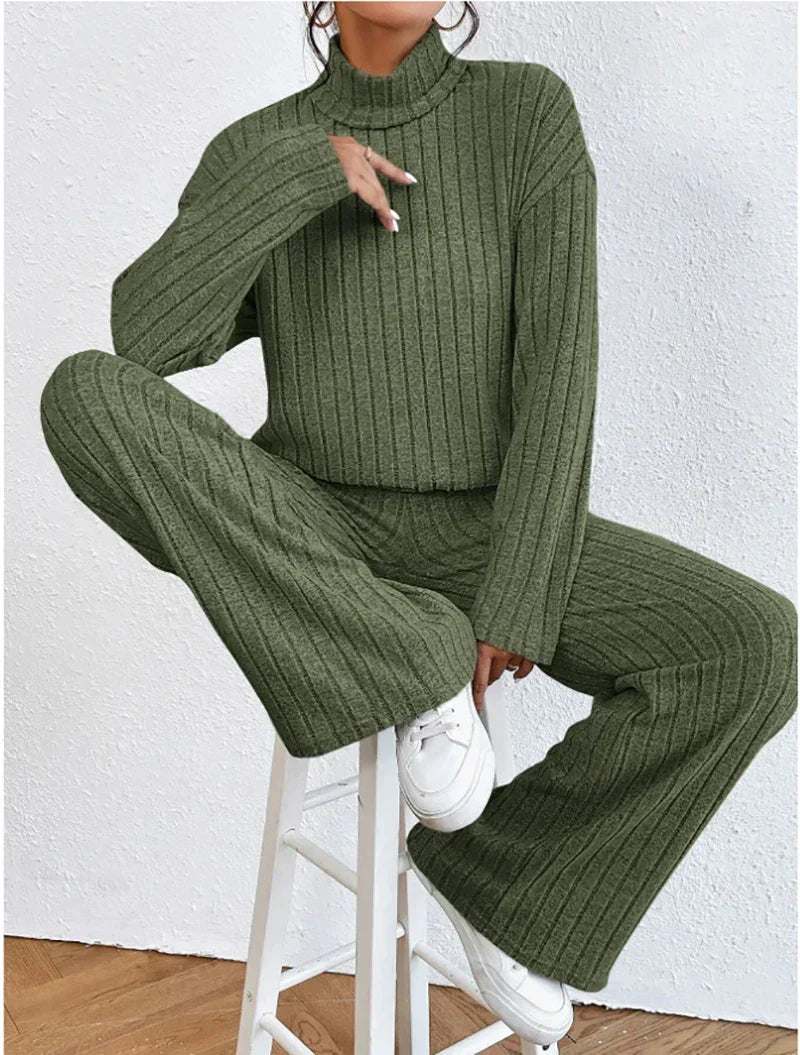 Drune | Gestrickte Hose und Rollkragenpullover für Damen