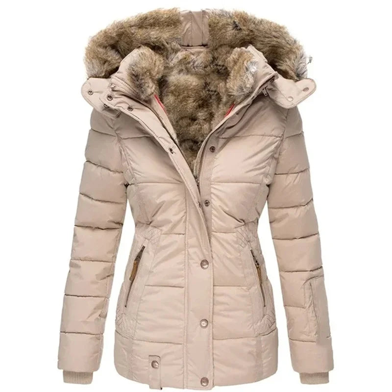 Drune | Stylischer Wintermantel mit Fellkapuze für Frauen