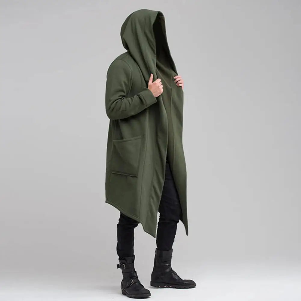 Drune | Lange Strickjacke Im Gothic Stil Mit Kapuze Für Herren