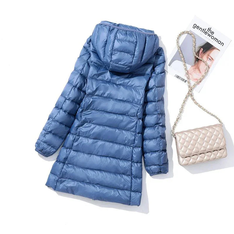 Drune - Damen tragbarer Puffer-Mantel mit abnehmbarer Kapuze