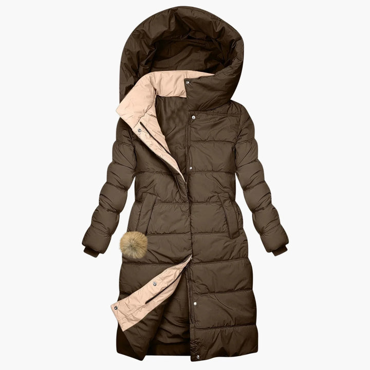 Drune | Winter Steppmantel mit Kapuze - Langer, Winddichter Pufferjacke für Alltag & Freizeit
