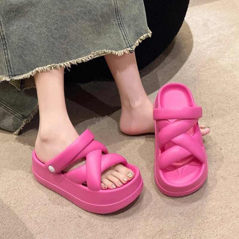 Drune | Plattform Chunky Kreuzriemen Sandalen