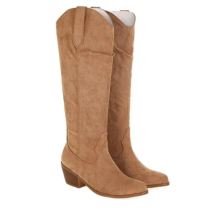 Drune | Kniehohe Cowboystiefel Aus Wildleder Für Damen