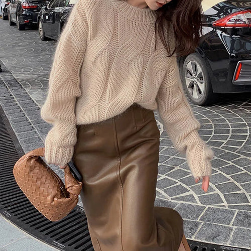 Drune | Sweater - Wollstrick - Oversized Passform - Zopfmuster - Langarmpullover