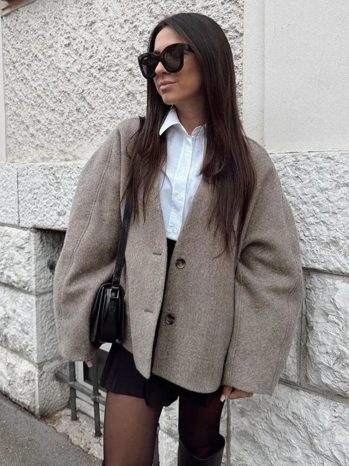 Drune | Eleganter Blazer mit einreihigen Knöpfen und V-Ausschnitt