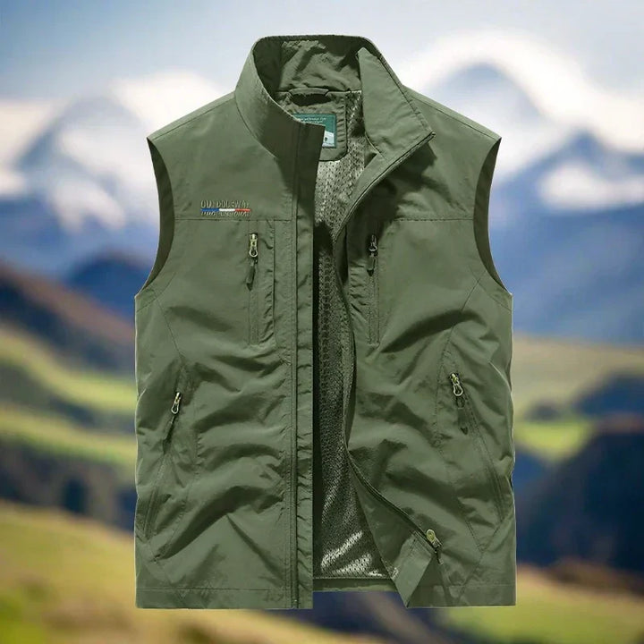 Drune Herren Outdoor-Weste mit Reißverschluss und mehreren Taschen