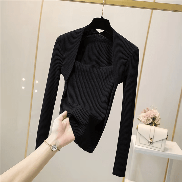 Drune | Weicher, Warmer Strickpullover Mit Quadratischem Kragen