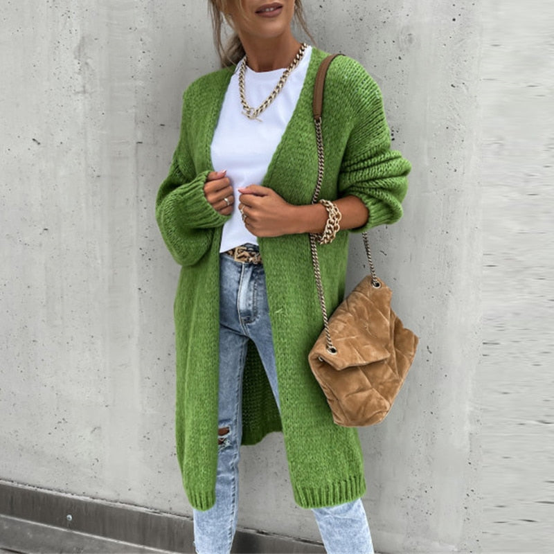 Drune | Casual Lang Gestrickte Jacke für Damen