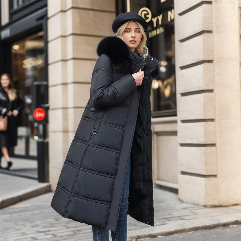 Drune - Winterjacke mit Fellkragen und Gürtel
