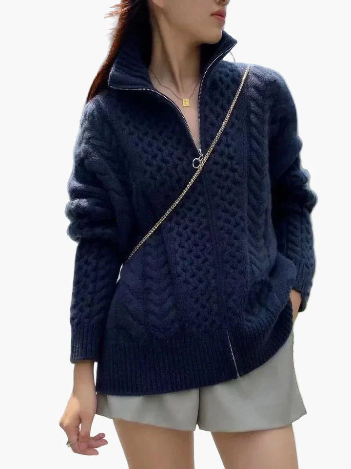 Drune | Strickjacke mit Zopfmuster, lässiger Cardigan, modisch für Alltag und Freizeit