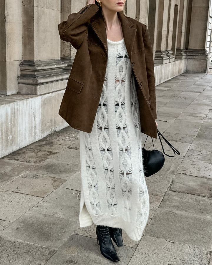 Drune | Lässige Wildlederjacke mit retro Samt-Revers