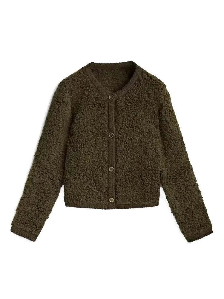 Drune | Strickjacke Soft Und Warm Knopfverschluss Lässiger Schnitt Kurze Länge