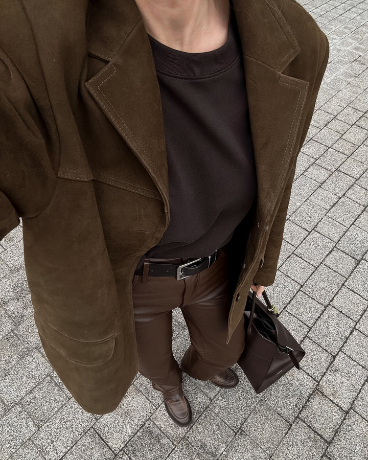 Drune | Lässige Wildlederjacke mit retro Samt-Revers