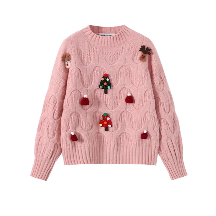 Drune - Hässlicher Weihnachtspulli - Damen Weihnachtspullover im Vintage-Stil