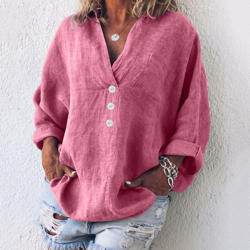 Drune | Leinenbluse Mit V-ausschnitt Für Damen