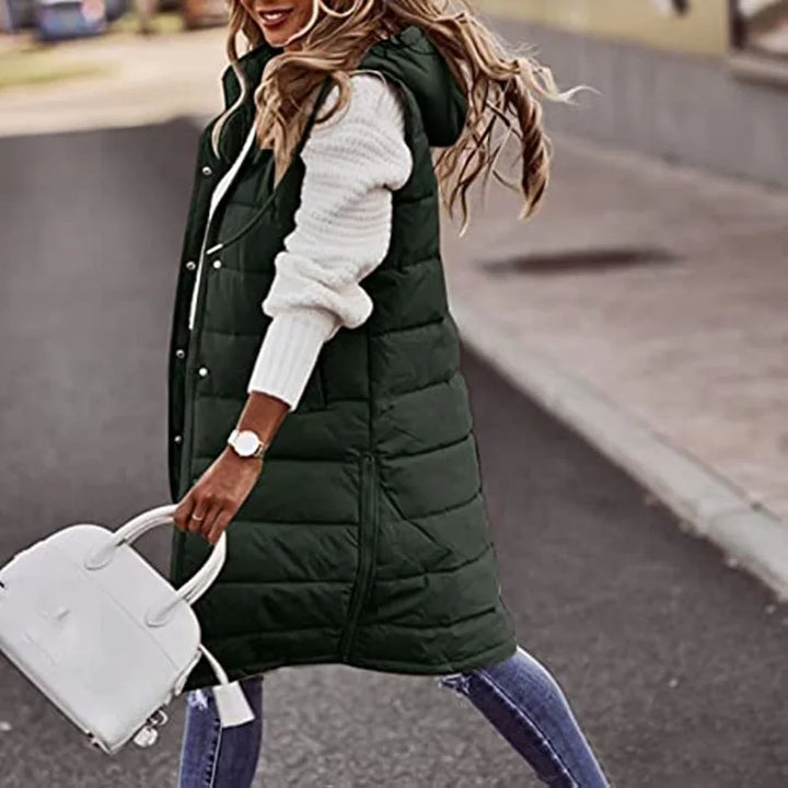 Drune | Lange Pufferweste mit Kapuze Polyester Warm, Trendy