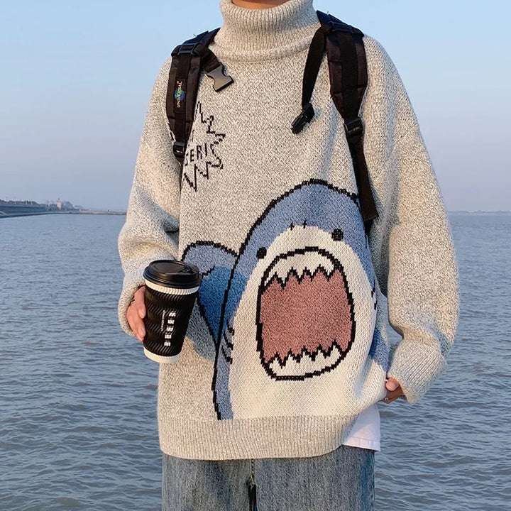 Drune | Winterpullover mit Cartoon-Hai-Design für Paare