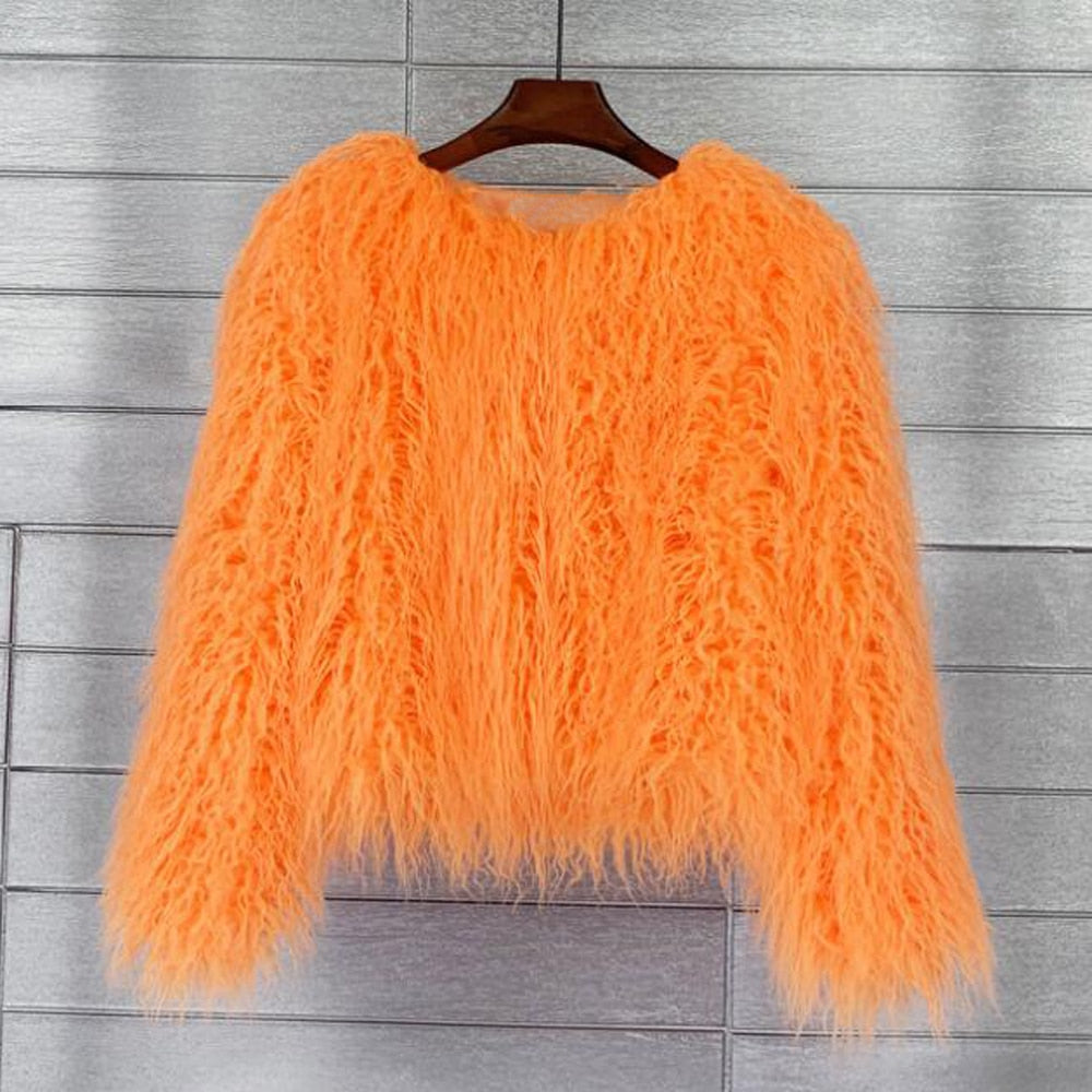 Drune Mantel für Damen, dicker, warmer Kunstpelzmantel