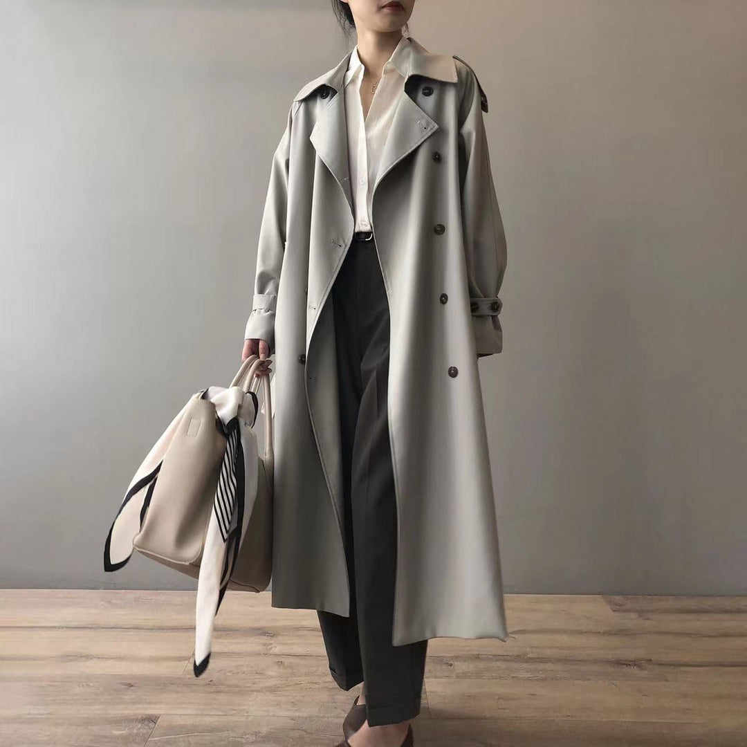 Drune Klassischer Trenchcoat Damen | Oversized Windbreaker, Doppelreihig