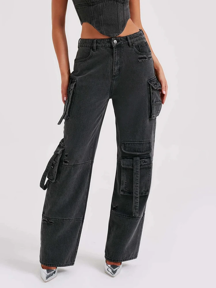 Drune | Stylische Cargohose Aus Denim