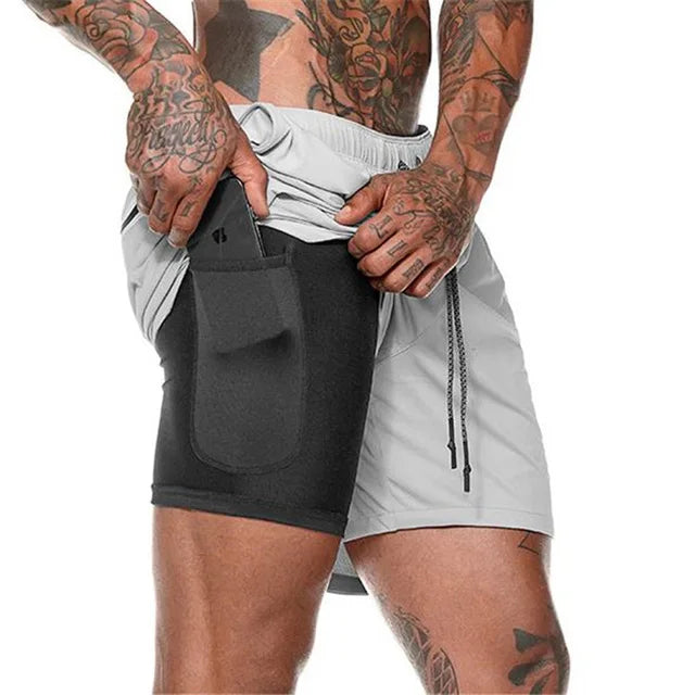 Drune | Herren 2 in 1 Laufshorts Schnelltrocknend Für Sport Und Training Selfico