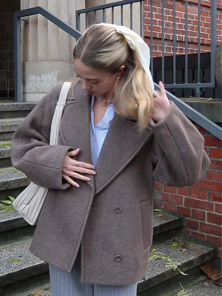 Drune | Damen Oversized Doppelreihiger Mantel