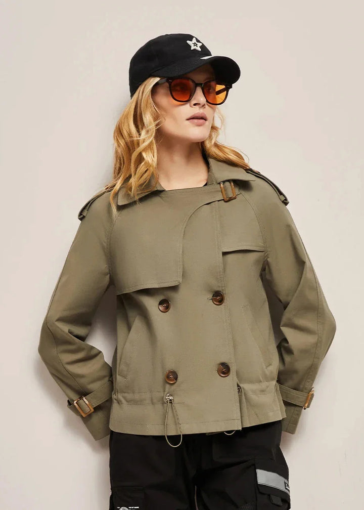 Drune | Doppelreihiger Trenchcoat für Damen - formelle und lässige Jacke