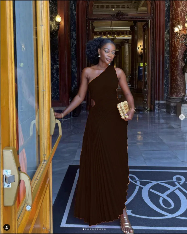 Drune - Abendkleid mit Volants und Lederbesatz für Damen