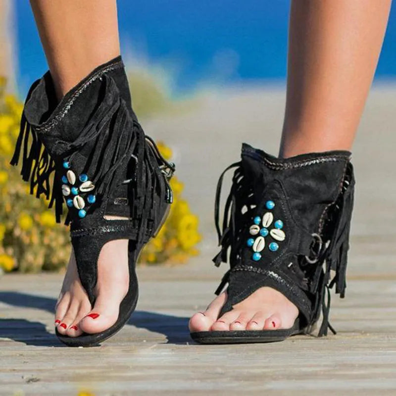 Drune | Fransen Boho Sandalen