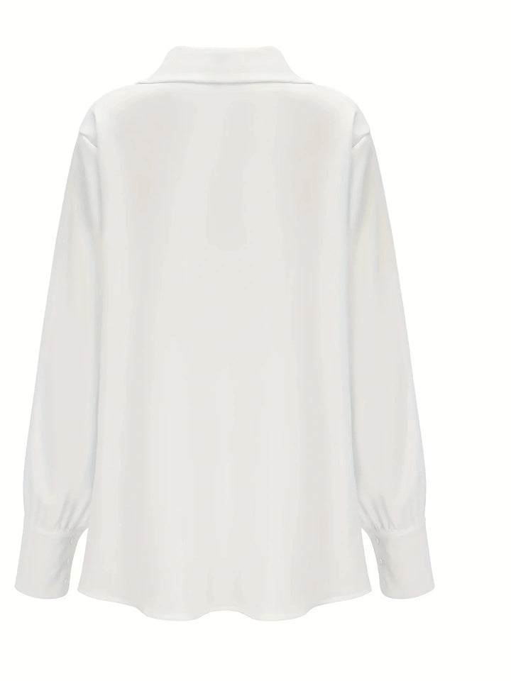 Drune | weiße Bluse mit Wasserfallkragen
