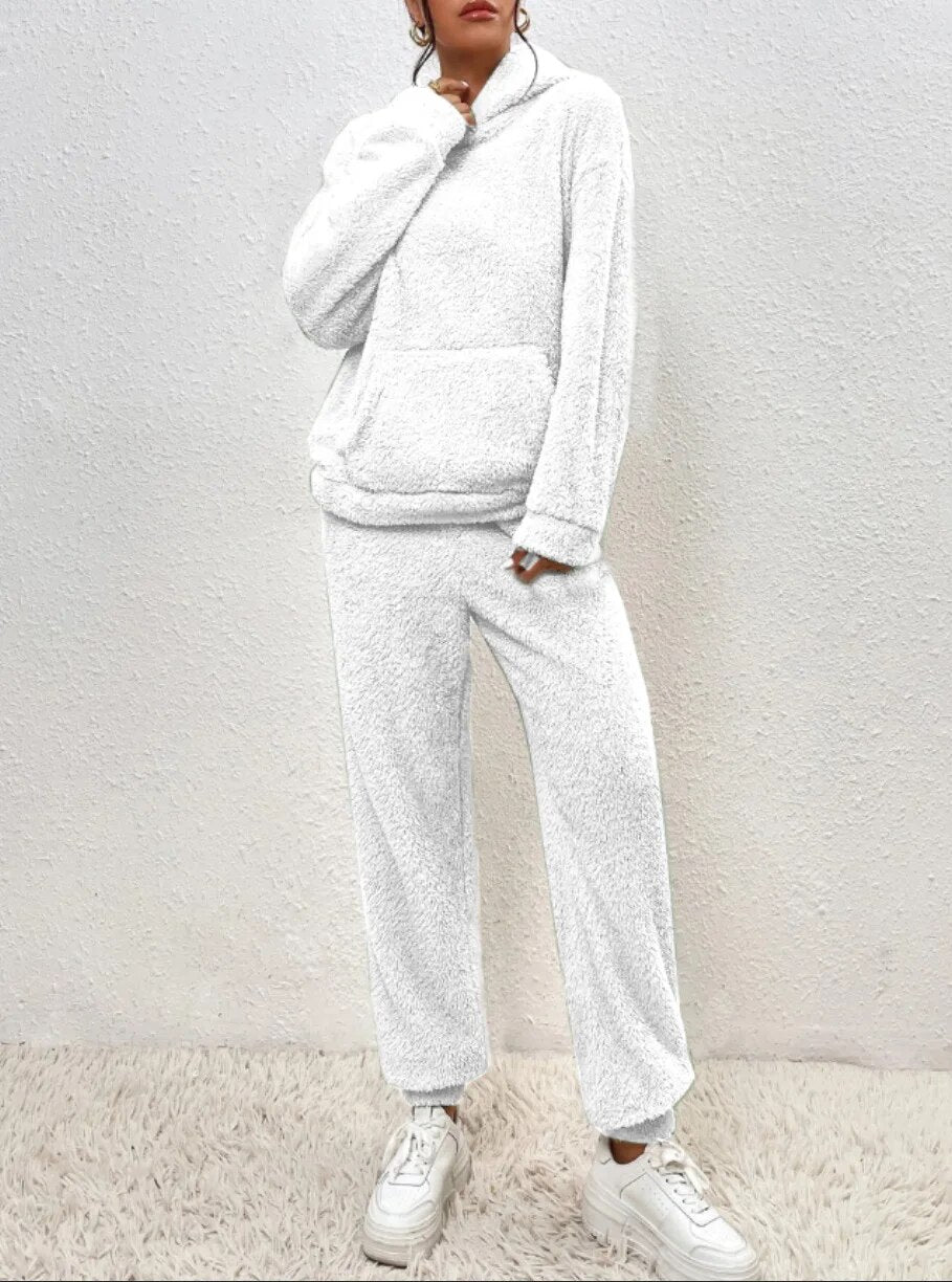 Drune | Kapuzenpullover Weiches Sherpa Fleece Lässige Passform Langärmlig Und Warm