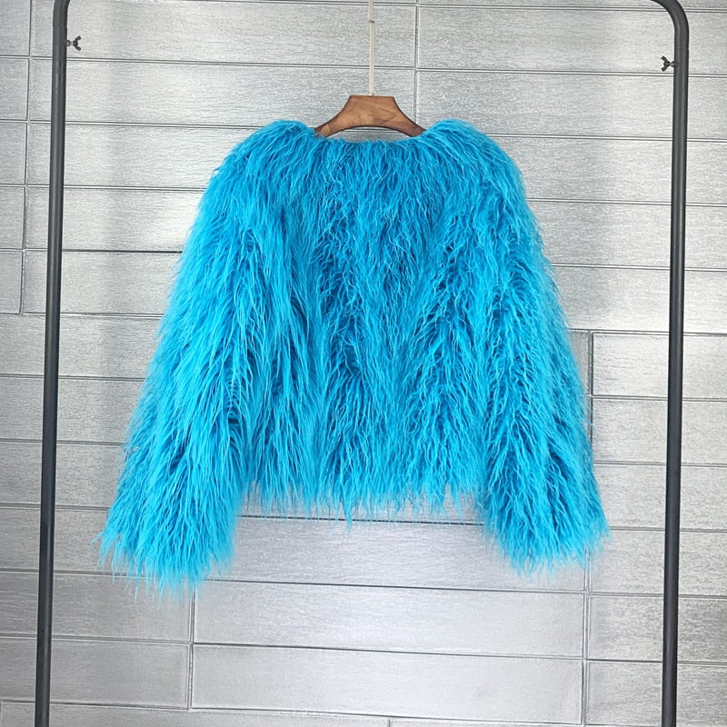 Drune Mantel für Damen, dicker, warmer Kunstpelzmantel