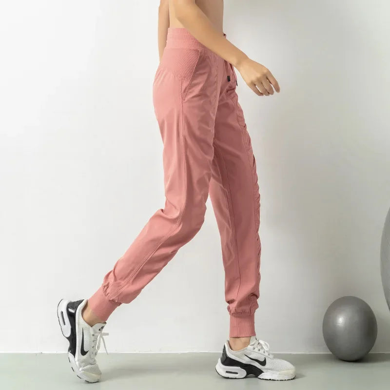 Drune | Stoff Schnürsenkel Lauf Sport Joggers Frauen Schnell Trocknend Athletic Fitness Trainings Sweatpants mit Zwei Taschen Bewegung Hosen