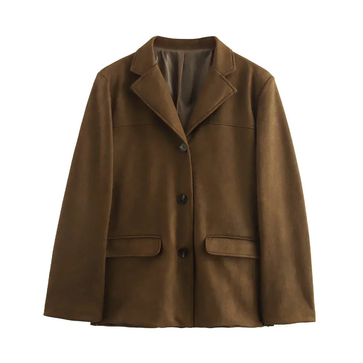 Drune | Frauen Brauner Cropped Blazer Jacket Chic Stil